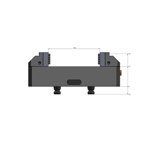 Dessin technique 42152-125: Vario•Tec 125 Étau de centrage largeur des mors 125 mm plage de serrage max. 150 mm