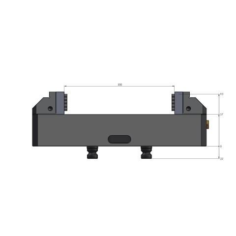 Dessin technique 42202-125: Vario•Tec 125 Étau de centrage largeur des mors 125 mm plage de serrage max. 200 mm