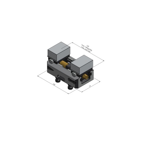 Dessin technique 44120-46: Avanti 77 Etau à serrage doux Largeur des mors 46 mm plage de serrage max. 125 mm