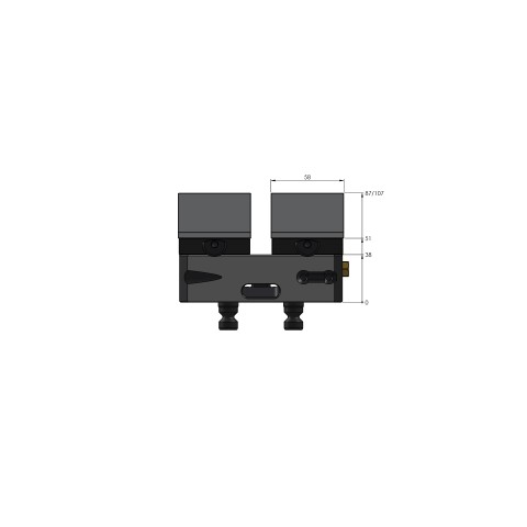 Dessin technique 44120-77: Avanti 77 Etau à serrage doux Largeur des mors 77 mm plage de serrage max. 125 mm