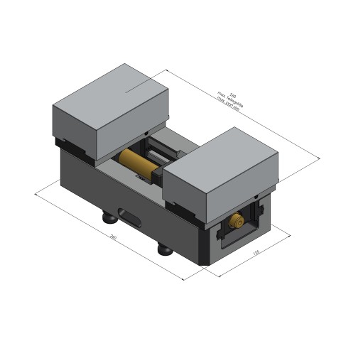 Dessin technique 44255-125: Avanti 125 Etau à serrage doux Largeur des mors 125 mm plage de serrage max. 260 mm