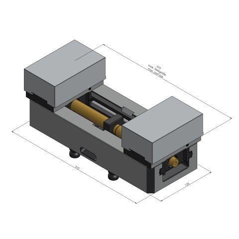 Dessin technique 44305-125: Avanti 125 Etau à serrage doux Largeur des mors 125 mm plage de serrage max. 310 mm