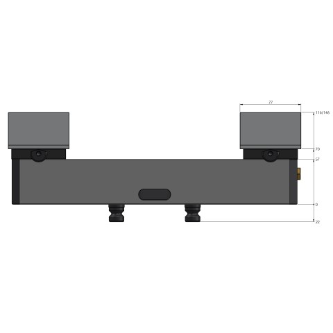 Dessin technique 44355-125: Avanti 125 Etau à serrage doux Largeur des mors 125 mm plage de serrage max. 360 mm