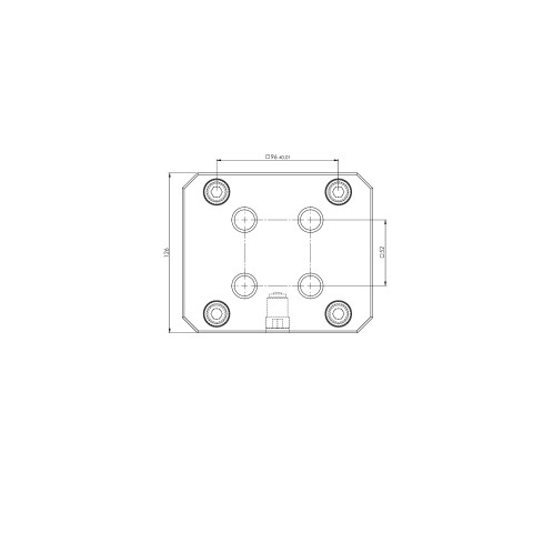 Dessin technique 45160: Quick•Point® Plaque d'adaptation rectangulaire, 150 x 126 x 27 mm