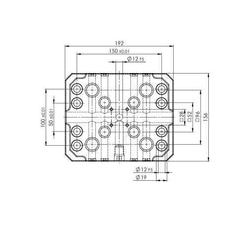 45448: Plaque à grille combiné Quick•Point® 52/96 (Dessin technique )