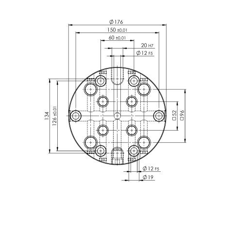 45480: Plaque à grille combiné Quick•Point® 52/96 (Dessin technique )