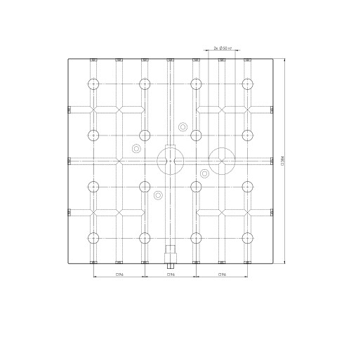 Dessin technique 45740: Quick•Point® 96 Plaque quadruple 384 x 384 x 27 mm sans perçage de fixation