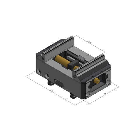 Dessin technique 48205-125: Makro•Grip® 125 Étau 5 axes largeur des mors 125 mm Plage de serrage 0 - 205 mm