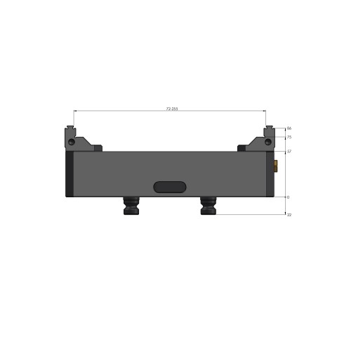 Dessin technique 48255-125: Makro•Grip® 125 Étau 5 axes largeur des mors 125 mm Plage de serrage 0 - 255 mm