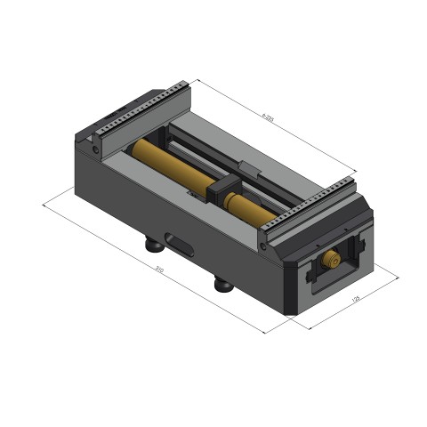 Dessin technique 48305-125: Makro•Grip® 125 Étau 5 axes largeur des mors 125 mm Plage de serrage 0 - 305 mm