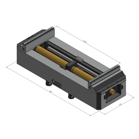 Dessin technique 48355-125: Makro•Grip® 125 Étau 5 axes largeur des mors 125 mm Plage de serrage 0 - 355 mm