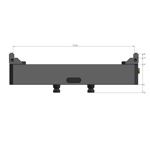 Dessin technique 48355-125: Makro•Grip® 125 Étau 5 axes largeur des mors 125 mm Plage de serrage 0 - 355 mm