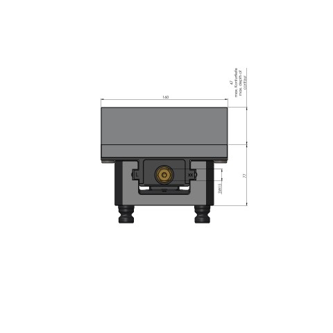 Dessin technique 49100-125: Profilo 125 Etau à serrage doux largeur des mors 160 mm plage de serrage max. 205 mm