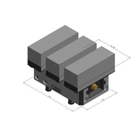 49100-TG125: Mors de base central + vis de serrage Profilo 125 (Dessin technique )