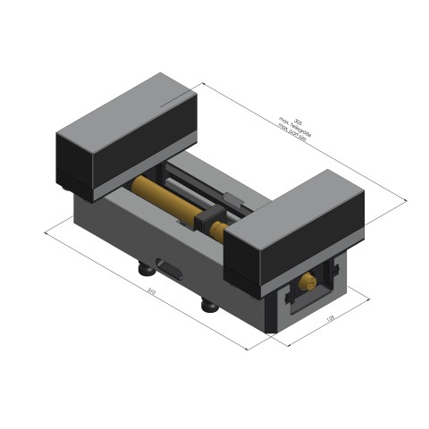 Dessin technique 49200-125: Profilo 125 Etau à serrage doux largeur des mors 160 mm plage de serrage max. 305 mm