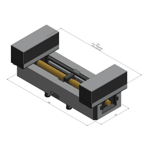 Dessin technique 49250-125: Profilo 125 Etau à serrage doux largeur des mors 160 mm plage de serrage max. 355 mm