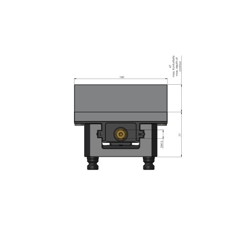 Dessin technique 49250-125: Profilo 125 Etau à serrage doux largeur des mors 160 mm plage de serrage max. 355 mm