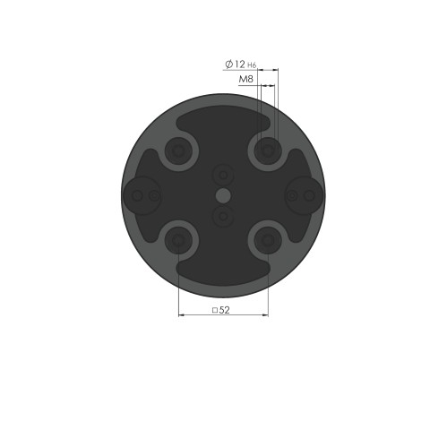 Dessin technique 61085-46: Makro•Grip® 77 HAUBEX étau à 5 axes Largeur des mors 46 mm Plage de serrage 0 - 80 mm