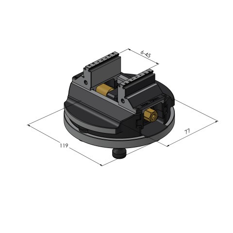 Dessin technique 61085-46: Makro•Grip® 77 HAUBEX étau à 5 axes Largeur des mors 46 mm Plage de serrage 0 - 80 mm