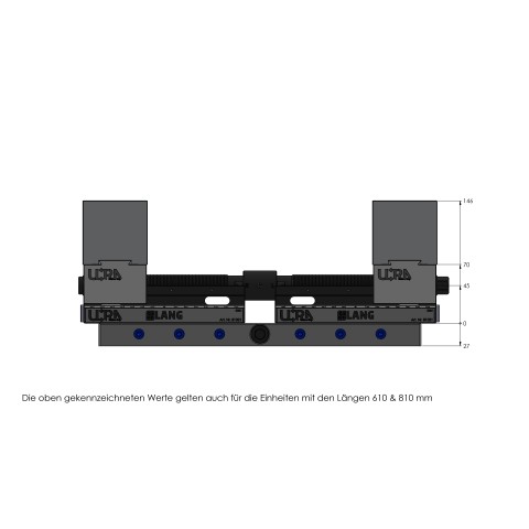 Dessin technique 81600: Makro•Grip® Ultra Set de base hauteur 45 mm, plage de serrage 40 - 610 mm